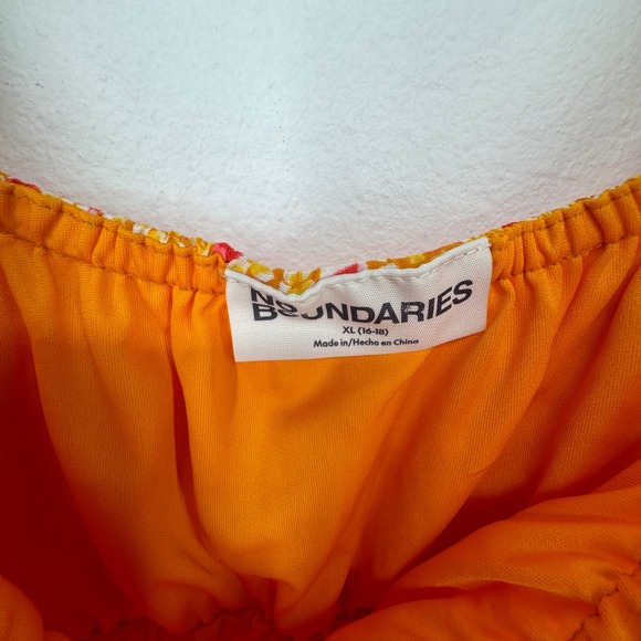 No Boundaries Womens  Babydoll Milkmaid Tie Mini Dress Size XL Orange Tiered - Picture 5 of 8